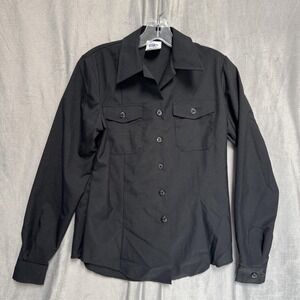DSCP Quarterdeck Shirt Womens 36B 13N 32S Navy Dress Blue Long Sleeve Wool Blend